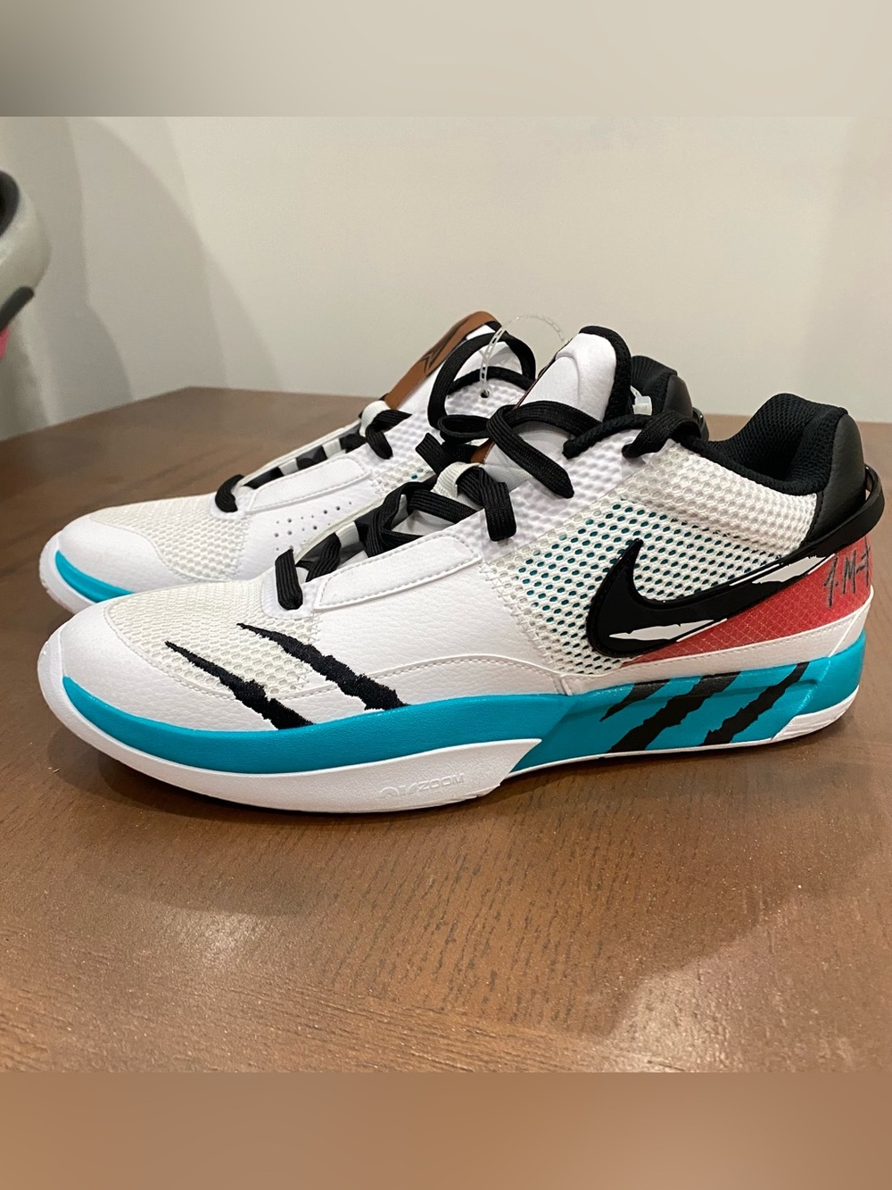Nike Ja 1 Reverse Scratch White/Black/Blue/Red Breath /Low Top FV5957-100/Us 11